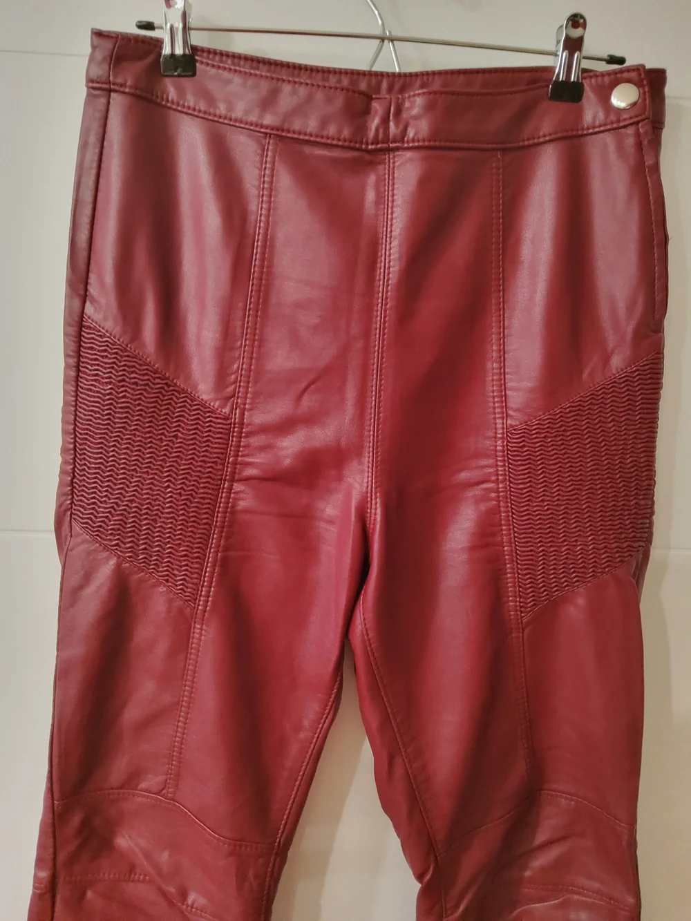 Free People Kaelin Burgundy Faux Leather Moto Cropped Pants